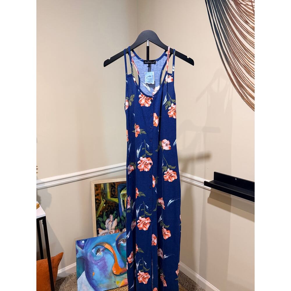 3 for $9 Derek Heart Maxi dress navy ad floral euc M